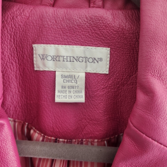 Worthington Women's Small Pink Leather Blazer - Picture 3 of 4